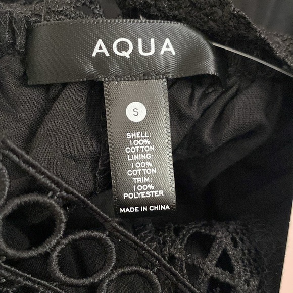 AQUA NWT Ruffled Back Cutout Lined Cotton Whimsigoth Black Midi Dress Size Small - Picture 9 of 11